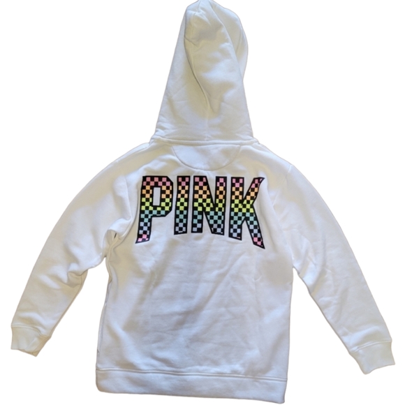 Victoria's Secret PINK Rare Rainbow Checkerboard Hoodie L - Picture 6 of 10